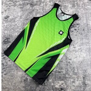 Breedwell Men Small Neon Green Black Sublimated Jersey Breathable Rave Techwear